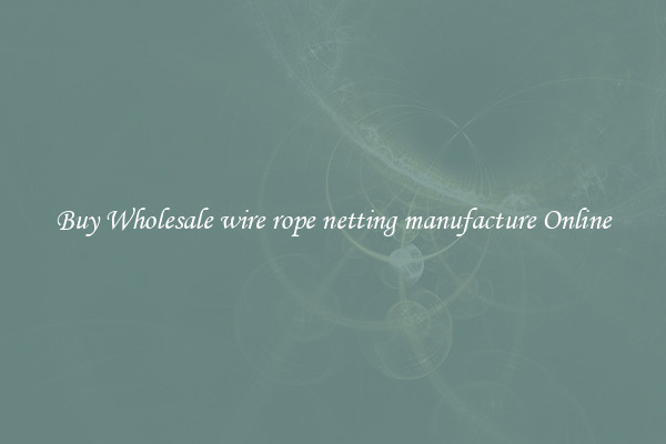 Buy Wholesale wire rope netting manufacture Online