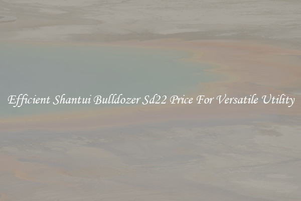 Efficient Shantui Bulldozer Sd22 Price For Versatile Utility